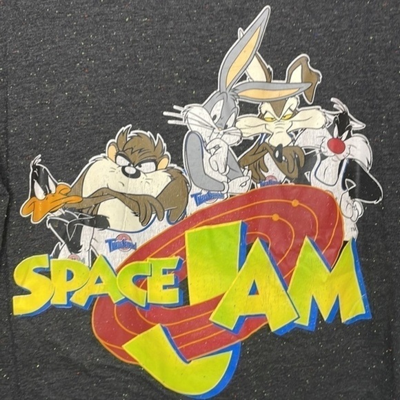 VINTAGE WARNER BROS. | Men’s VINTAGE (1996) Black Confetti SPACE JAM XXL Shirt - Picture 5 of 9